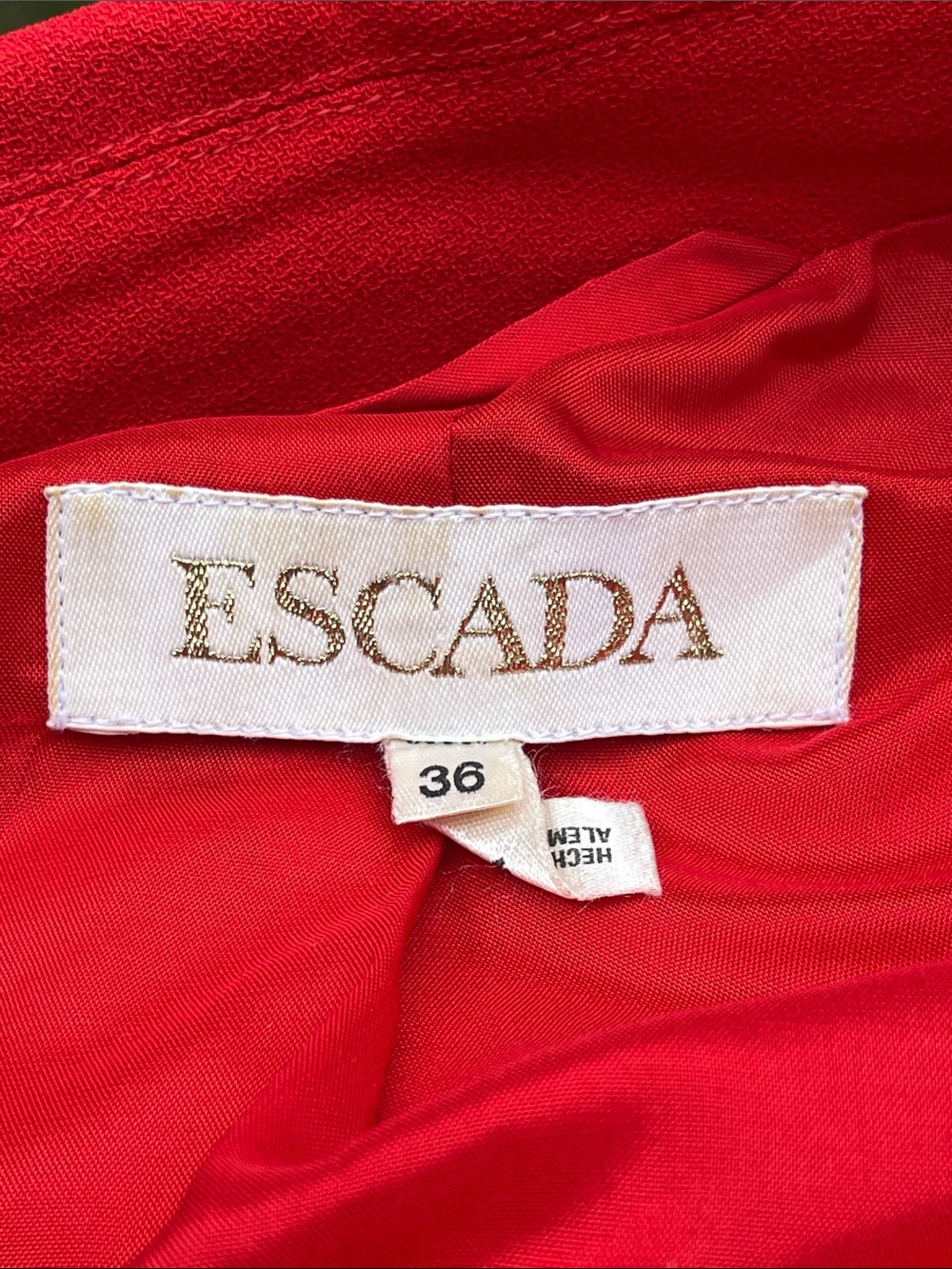 Escada Vibrant Red Notched-Collar Button Front Blazer - Picture 6 of 7